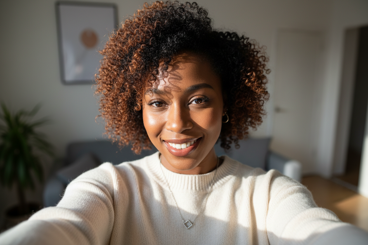 20 year old black woman in selfie 