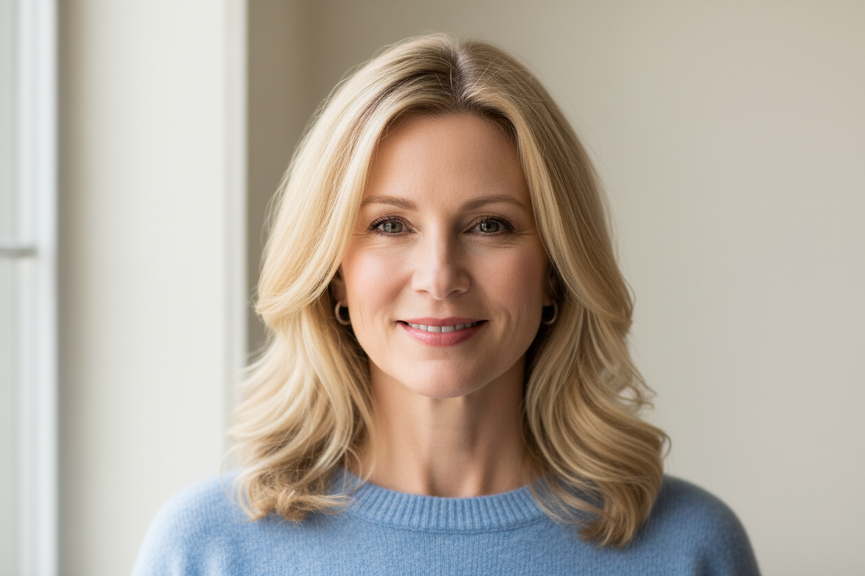 blond middle age woman